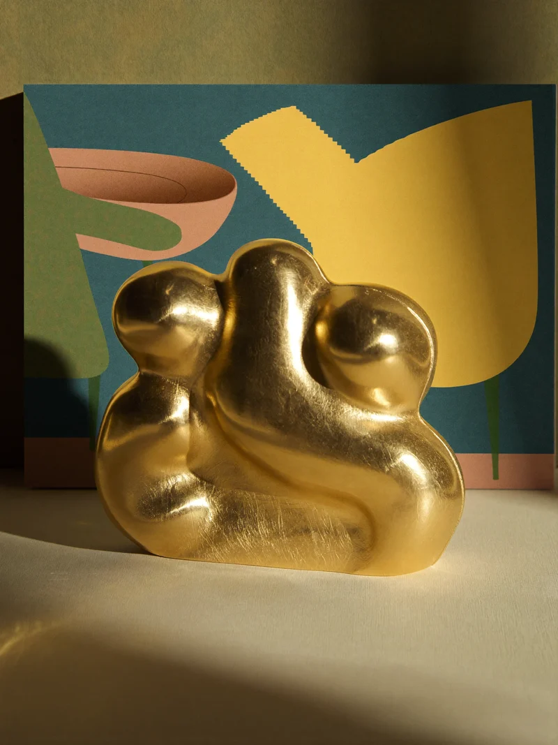 Studio illustrato di fermacarte scultoreo in ottone